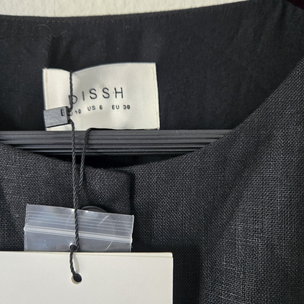NWT DISSH Alessia Linen Vest Top in Black Size 6 US Tailored Longline Lined - Picture 15 of 16